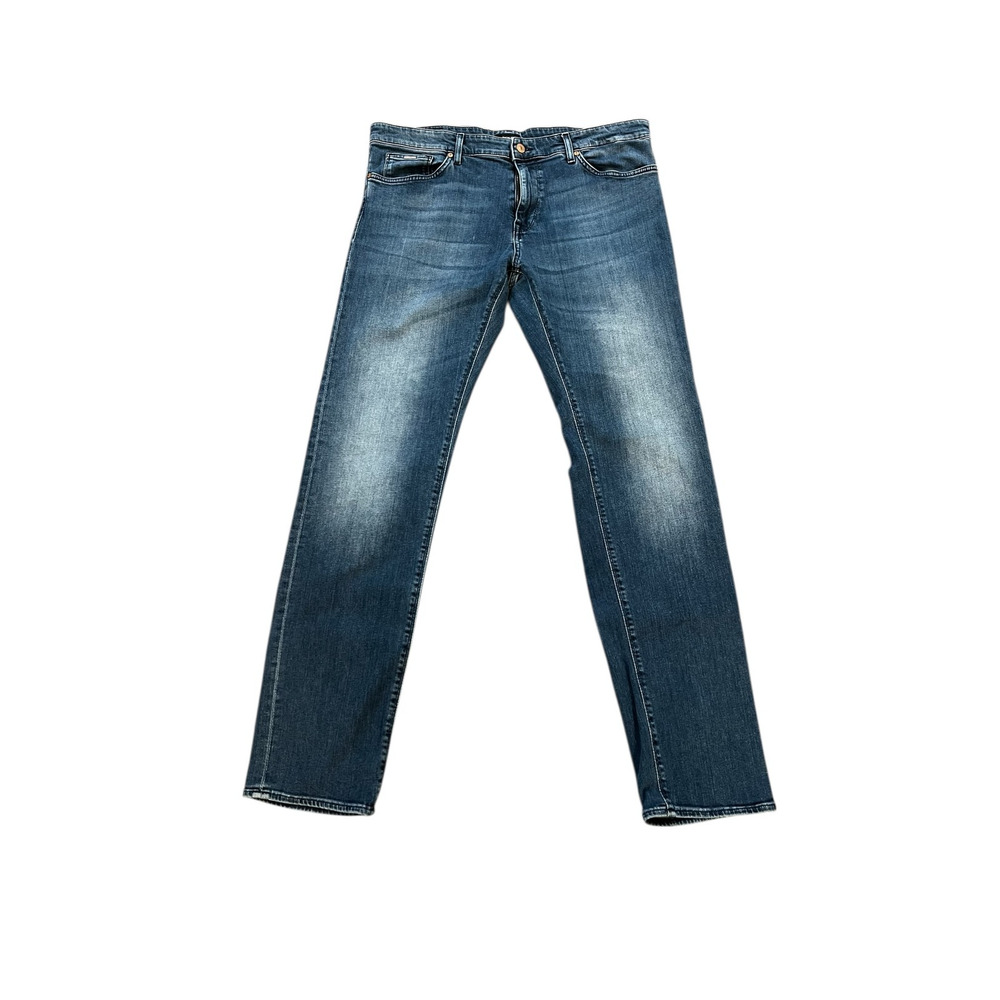 Men's Boss Hugo Boss 38x34 Dark Wash Blue Denim Stretch Tapered Leg EUC READ - Picture 6 of 10